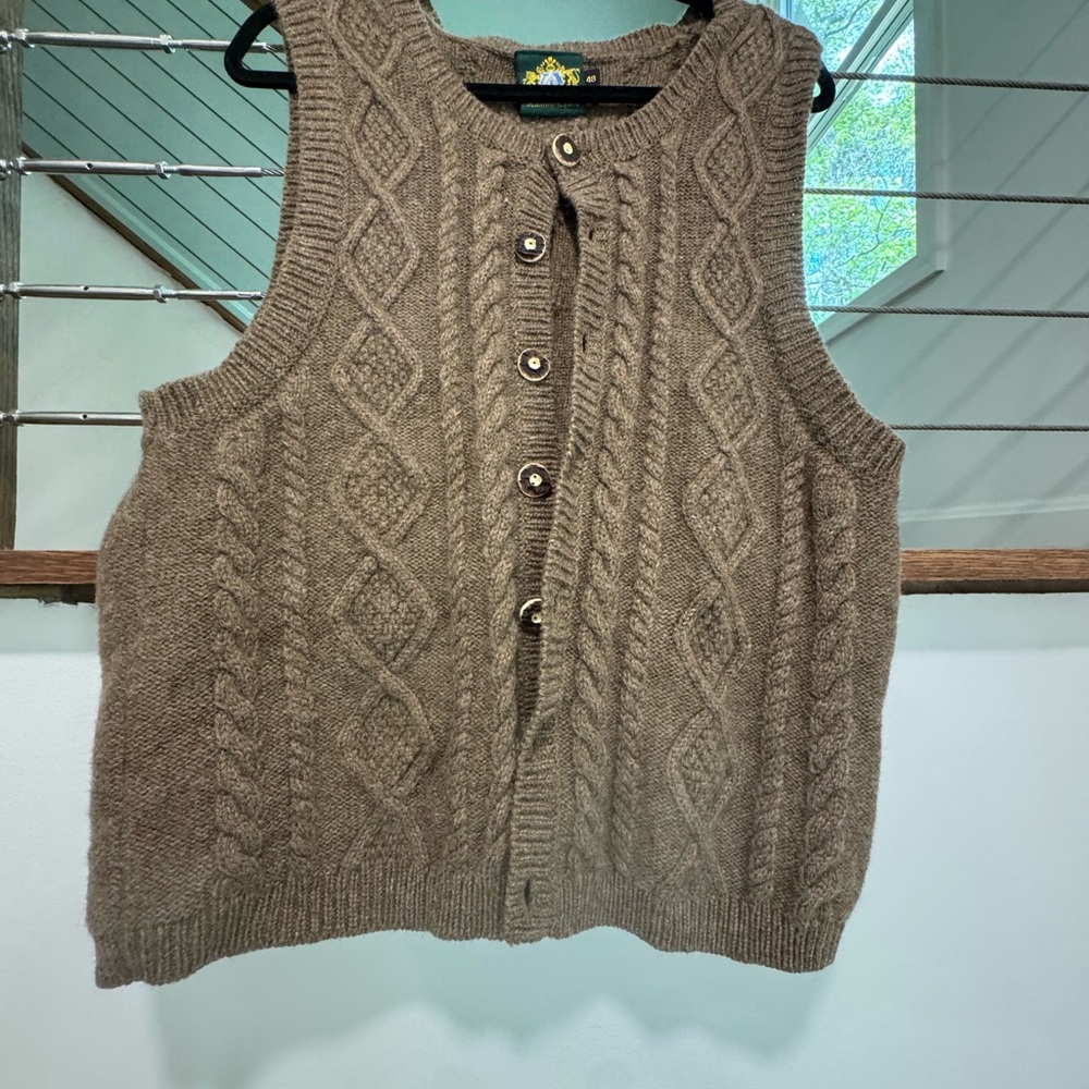 Hammerschmid vintage wool Button-Front Sweater Vest - Brown